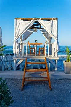 Romantic dinner table at the beach Stock Photos