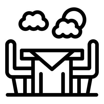 Romantic dinner table for two under the clouds Illustrazione stock
