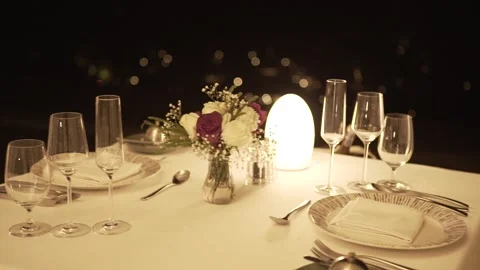 Romantic dinner table view Stock Footage 144588022
