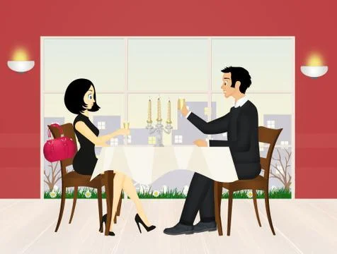 Romantic dinner for two Illustrazione stock