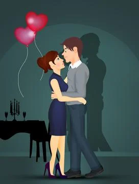 Romantic dinner for Valentine's day Illustrazione stock