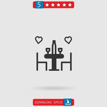 Romantic dinner vector icon 스톡 일러스트