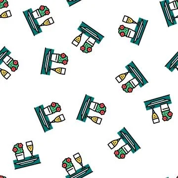 Romantic dinner vector seamless pattern Stock Illustration