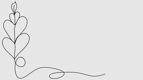 Romantic doodle corner frame with hearts. One line drawing animation. Video clip Stock Footage 304386198