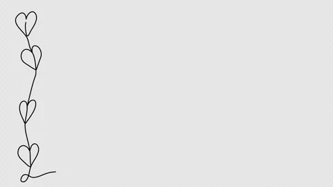 Romantic doodle corner frame with hearts. One line drawing animation. Video clip Stock Footage 304387370