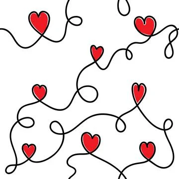 Romantic doodle heart seamless pattern valentines wrapping paper Stock Illustration