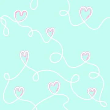 Romantic doodle heart seamless pattern valentines wrapping paper Stock Illustration