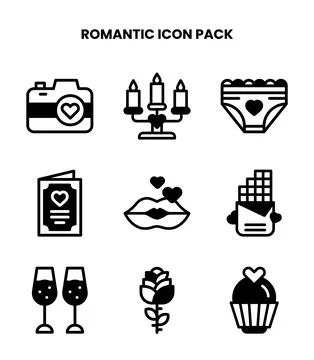 Romantic DuoTone Design Icons Pack Stock Illustration
