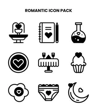 Romantic DuoTone Icons Pack Stock Illustration