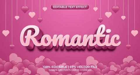 Romantic editable text effect or background template Stock Illustration