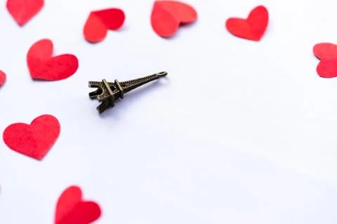 Romantic Eiffel Tower Miniature Background 스톡 사진
