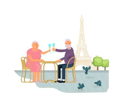 Romantic elderly couple Stock Illustration