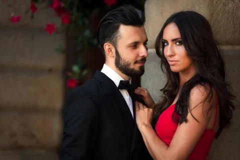 Romantic elegant couple Stock Photos