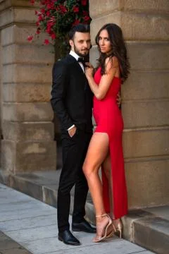 Romantic elegant couple Stock Photos
