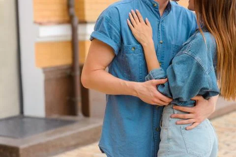 Romantic embracement in the foreground Stock Photos