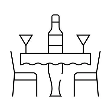Romantic evening restaurant line icon vector illustration Stock Illustration