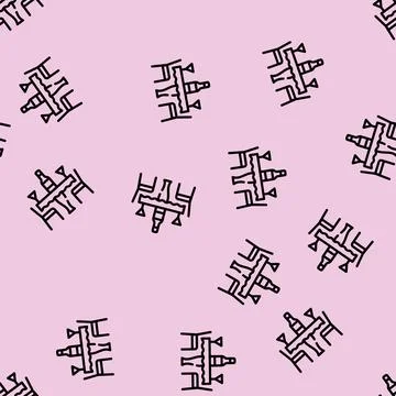 Romantic evening restaurant line vector seamless pattern Stock Illustration