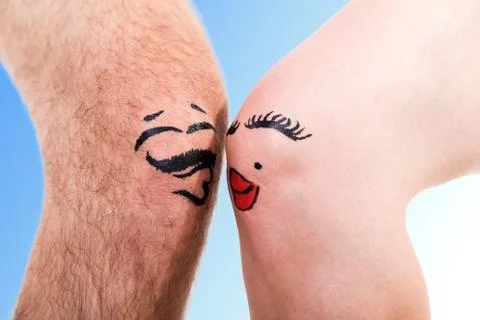 Romantic expression between knees 스톡 사진