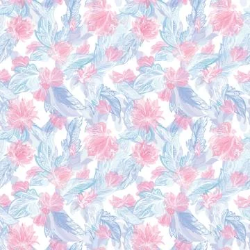 Romantic Feather and Lily Vector Pattern Illustrazione stock