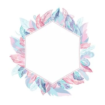 Romantic Feather Frame Stock Illustration