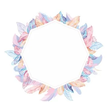 Romantic Feather Frame Stock Illustration