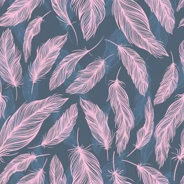 Romantic Feather Vector Pattern Illustrazione stock