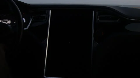 Romantic fire is displayed on the Tesla touchscreen panel. Innovative Stock Footage 160705955