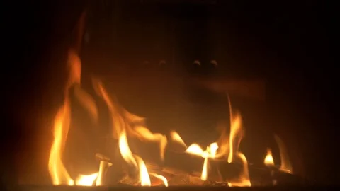 Romantic fire in the fireplace Video stock 81169935