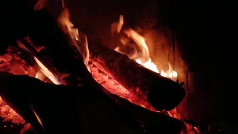 Romantic fireplace with fire inside Stock Footage 191926765