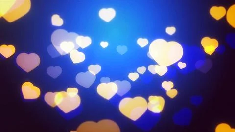 Romantic Floating Hearts Bokeh Background in Blue Stock Illustration