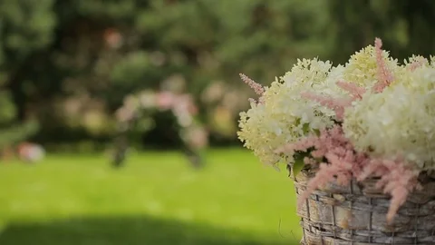Romantic floral composition for a wedding or special event, white and pinky Stock Footage 80068144