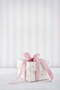 Romantic floral pattern gift box Stock Photos