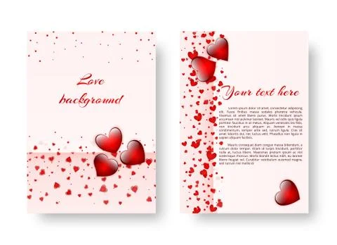 Romantic flyer with red hearts Stock Illustration