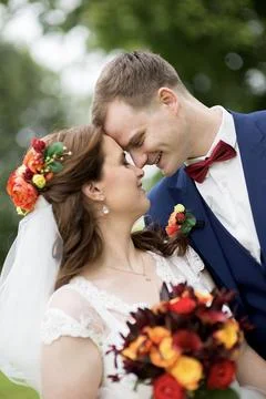 Romantic Forehead Touch Stock Photos