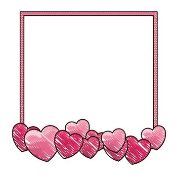 Romantic frame with hearts scribble 스톡 일러스트