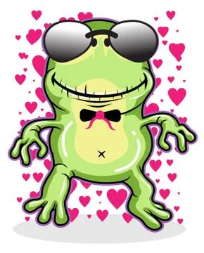 Romantic frog with cool glasses vector Stock Illustration