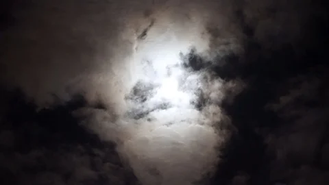 Romantic full moon on night blue sky on cloudy day. Moon between volume clouds. Stock Footage 108017068