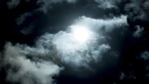 Romantic full moon on night blue sky on cloudy day. Magic time. Stock Footage 108023972