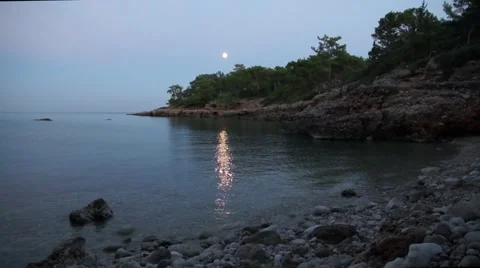 A romantic full moon rise Stock Footage 49304381