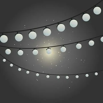 Romantic garland of lanterns at night イラスト素材