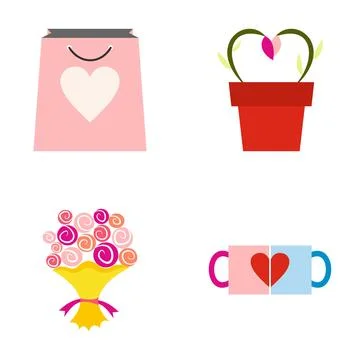 Romantic gift elements for valentine's day celebration Stock Illustration