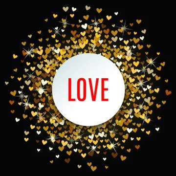 Romantic golden heart background. Vector illustration Stock Illustration