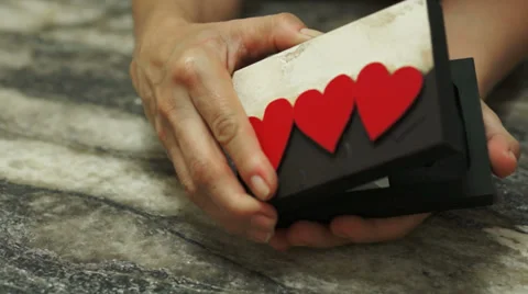 Romantic Heart Box Envelopes Dolly Stock Footage 33006113