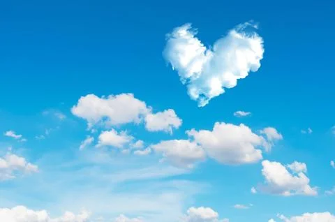 Romantic Heart Cloud abstract blue sky and cloud nature background. Stock Photos