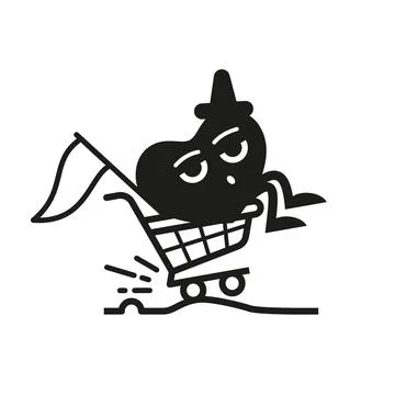 Romantic heart, composition of a heart sitting in a shopping cart and going.. Stock Illustration