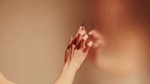Romantic Heart Drawn on Steamy Shower Glass Stock Footage 331408232