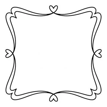 Romantic Heart Frame Border Vector Line Illustration 스톡 일러스트