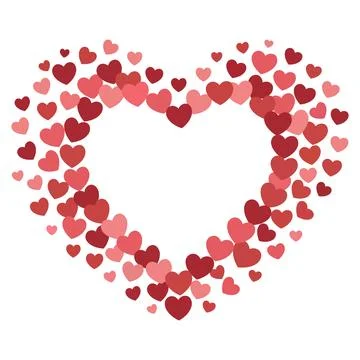 Romantic Heart Frame Made of Red and Pink Hearts Stock Illustration