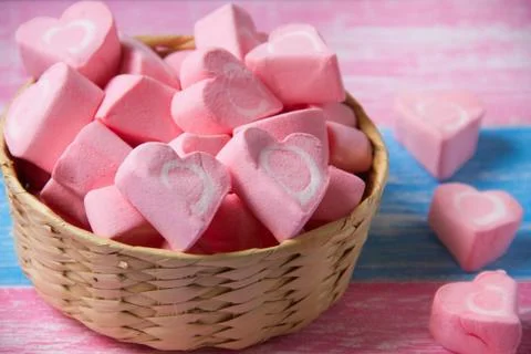 Romantic heart marshmallows Stock Photos