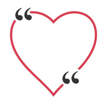 Romantic heart outline with quotation marks symbolizing expressive love Stock Illustration